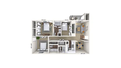 Floor plan 3 Bed, 2 Bath A