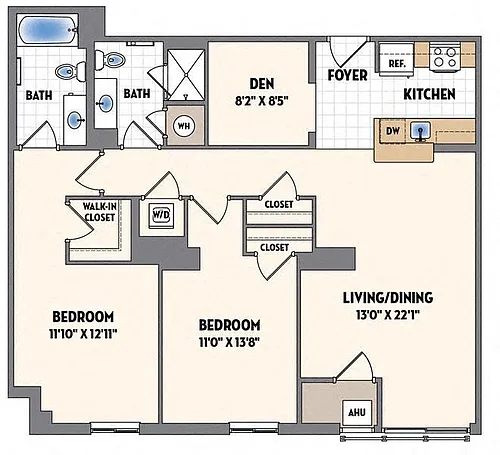Floor plan B3BDW WDU 80%