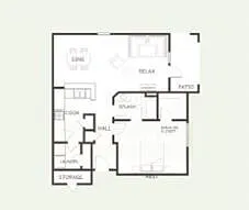 Floor plan One Bedroom, One Bathroom