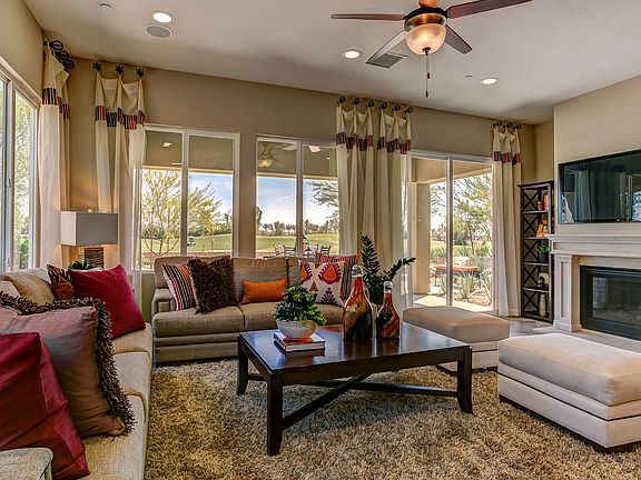 Bright great room with fireplace
