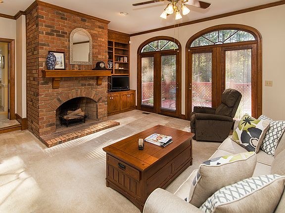 Den w/ Wood Fireplace