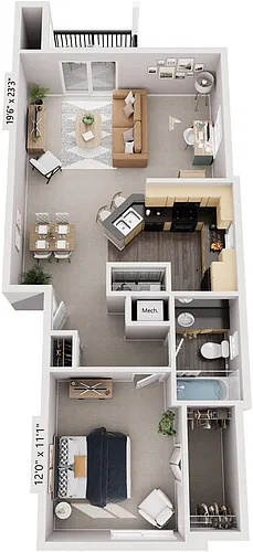 Floor plan One Bedroom End