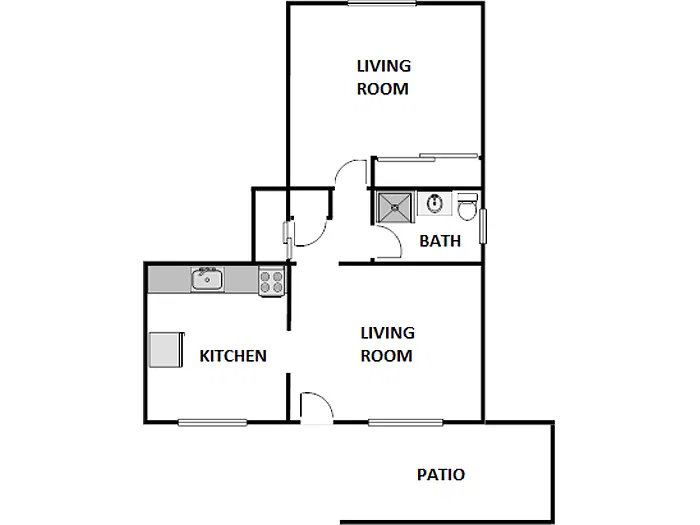 Floor plan 1 Bed / 1 Bath: Type C