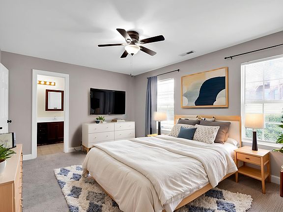 Virtually staged primary bedroom