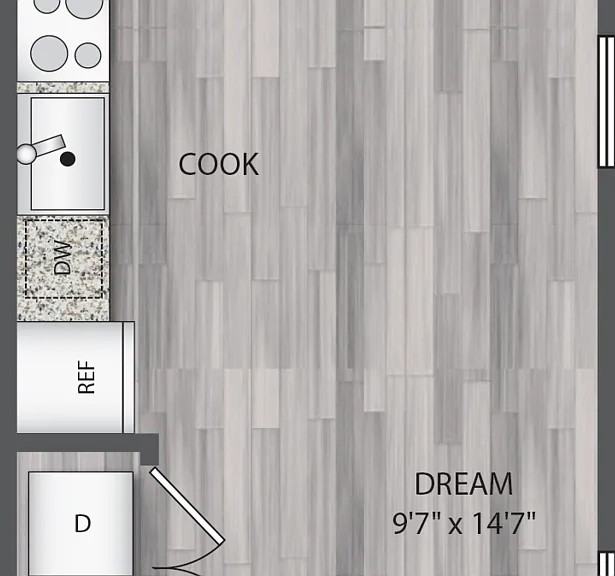 Encore Montrose - E1 - 1 Beds - 1 Baths - 551 Sq. ft.