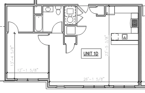 Floor plan 1 Bedroom, 1 Bathroom
