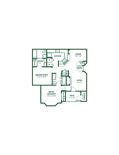 Floor plan 2 Bd/2 Ba (H w/FV)