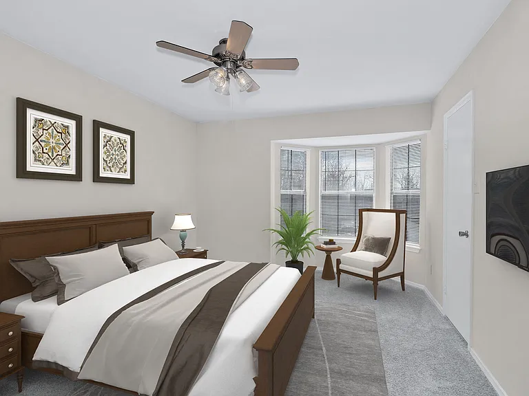 Spacious bedrooms with large windows for natural light