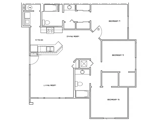 Floor plan 3 Bed 2 Bath 60%