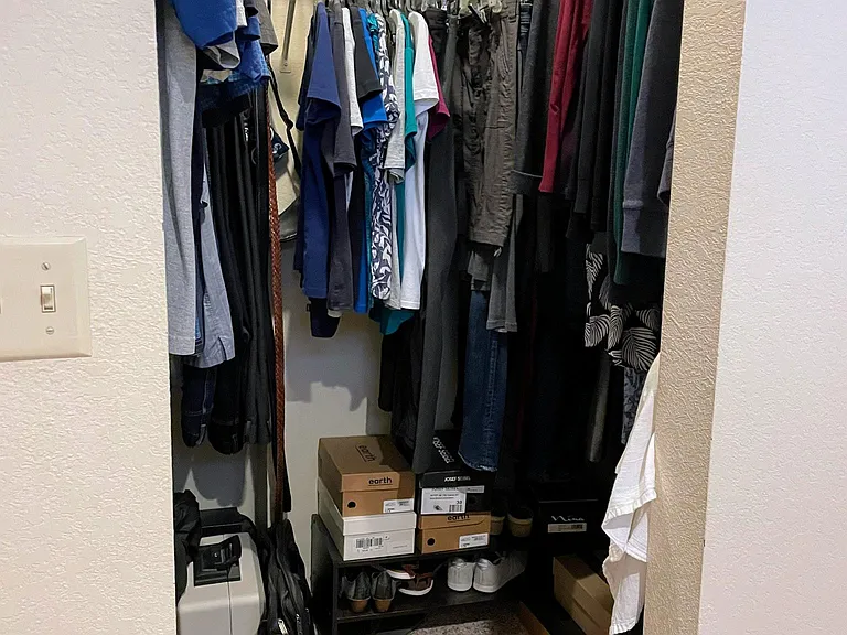 large walk in closet view one