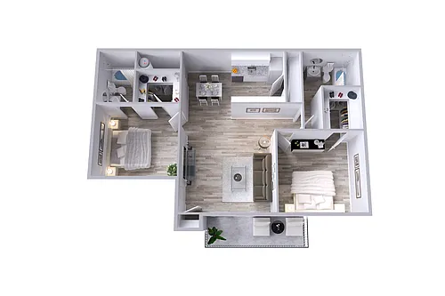 Floor plan B1 | 2 Bed | 2 Bath