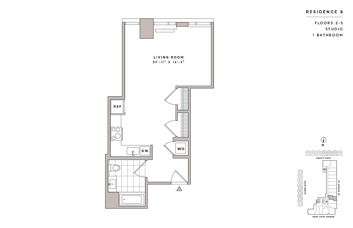 Floor plan Studio1 Bath-E6