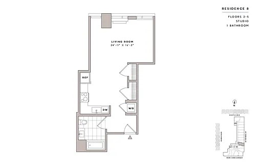 Floor plan Studio1 Bath-E6