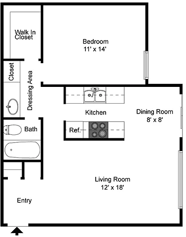 Floor plan 1 Bedroom 1 Bath