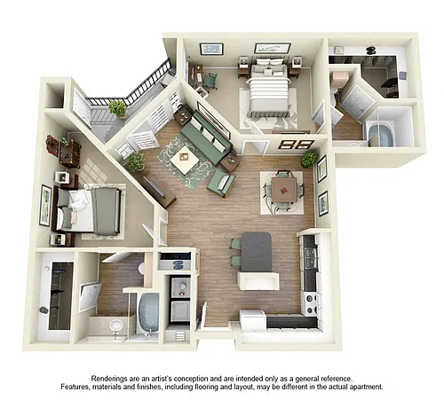 Floor plan B3 2 Bedroom 2 Bath