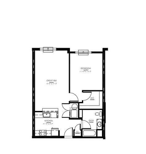 Floor plan 1 Bed/1 Bath-A-2 ALT Type A Phase IV