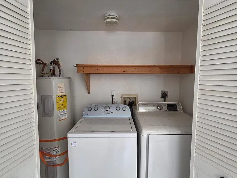 new washing machine and slightly used dryer provided free of charge, ample space for doing laundry.