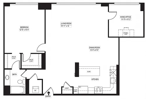 Floor plan 1 Bedroom Den 1 Bath 1184 SF 1d1br