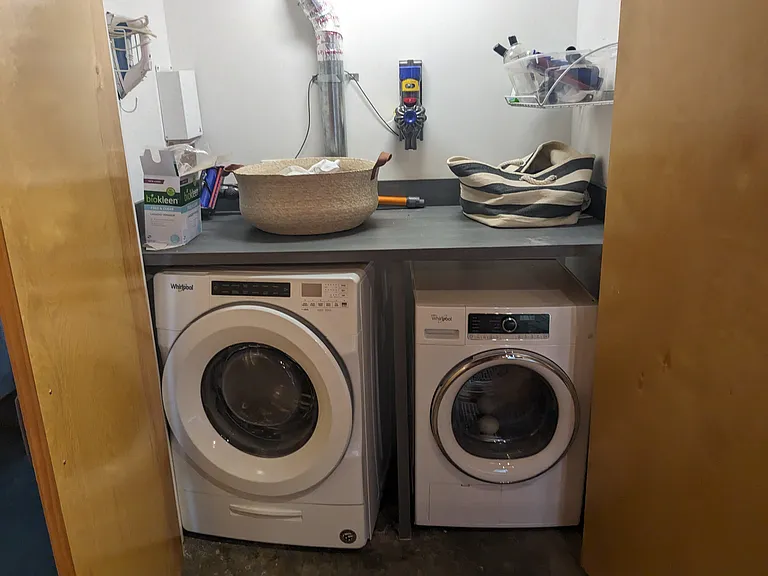 Washer dryer in-unit, located in the downstairs bedroom