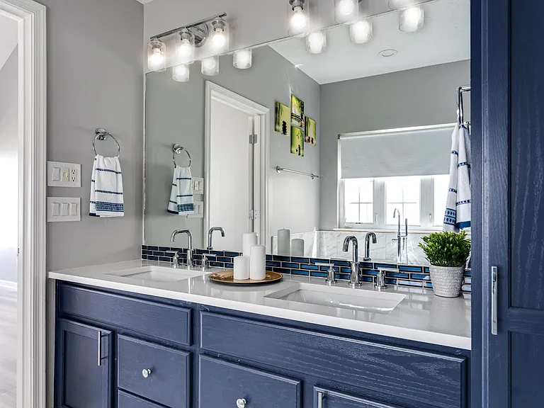 Brand new master bath, double vanities, quartz countertops