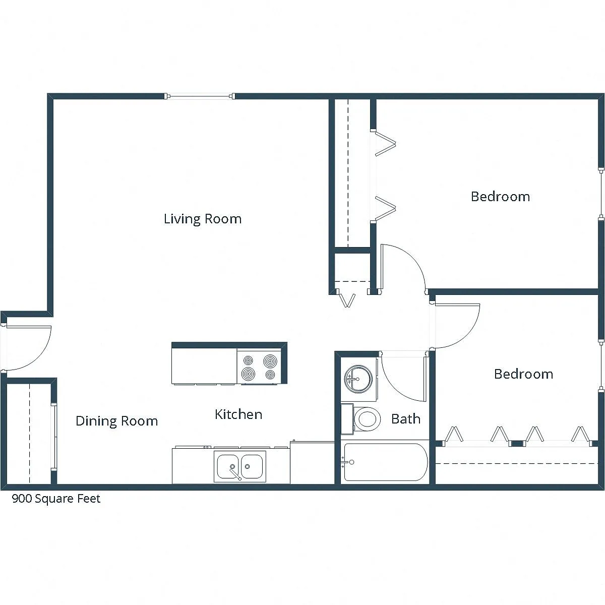 Floor plan Two Bedroom 21A