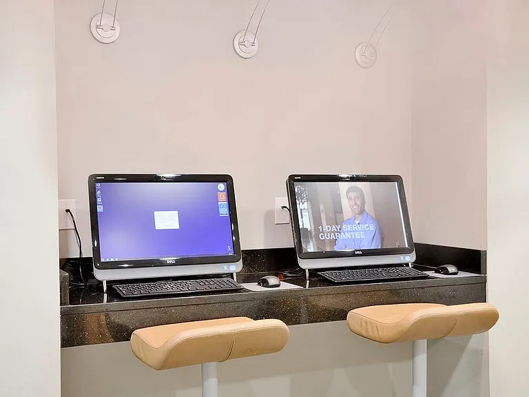 Business center with computer workstations