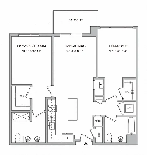 Floor plan B06 - 2BR 2BA (1071 SF)