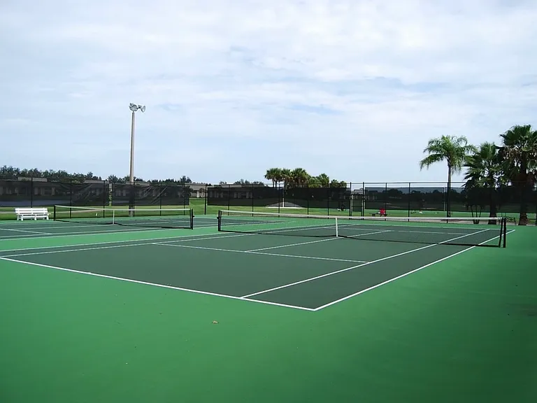 Tennis courts and pickleball courts are by the clubhouse.