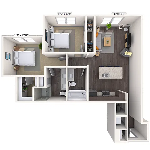 Floor plan Traditional 2x2 993 SF-FP
