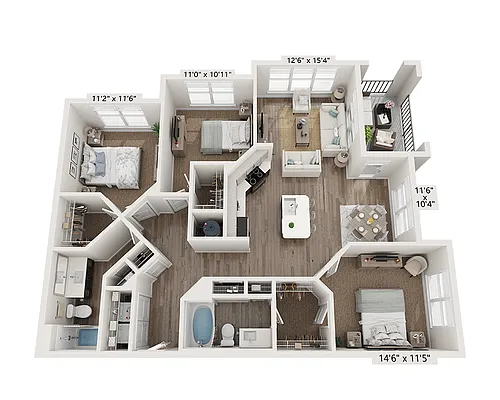 Floor plan Three Bedroom C2