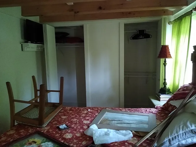 Double closet in small bedroom