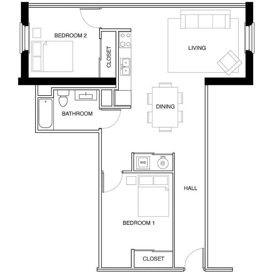 Floor plan 2 Bedroom-D5
