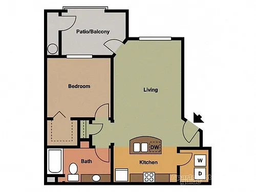 Floor plan Caspian One Bedroom