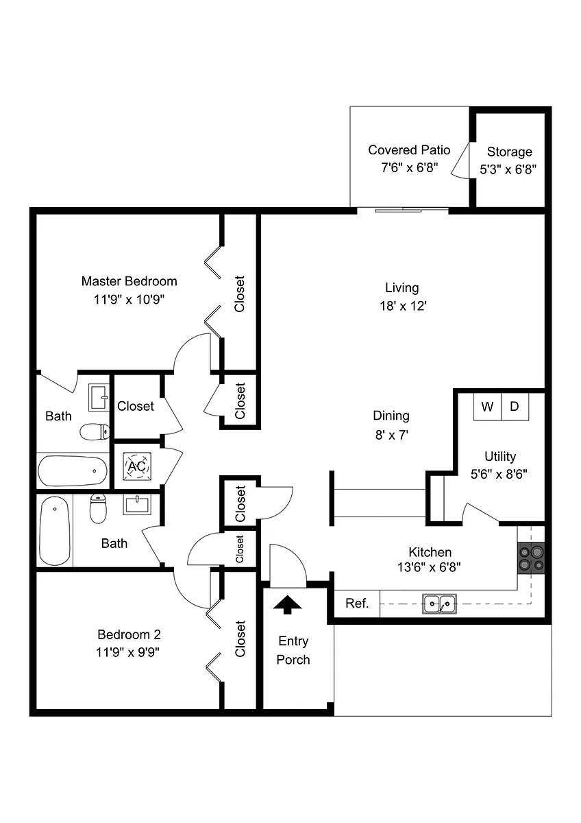 Floor plan 2 Bedroom 2 Bath