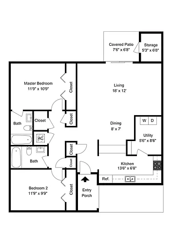 Floor plan 2 Bedroom 2 Bath