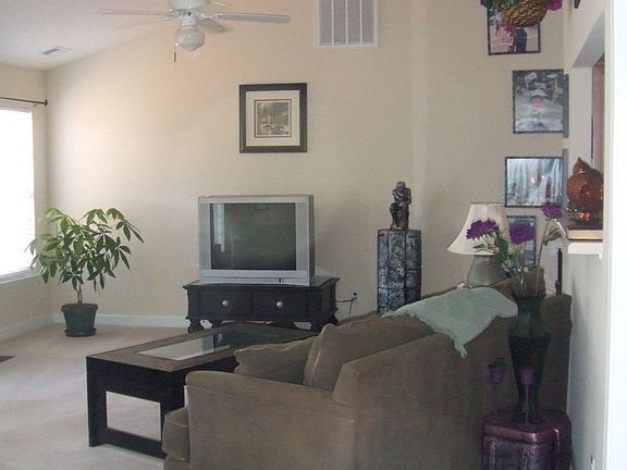 Vaulted ceiling in living room