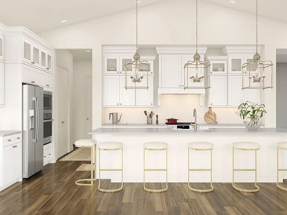 Kitchen with pendant lights