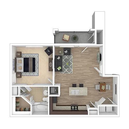 Floor plan 1x1 Medium - Beauregard
