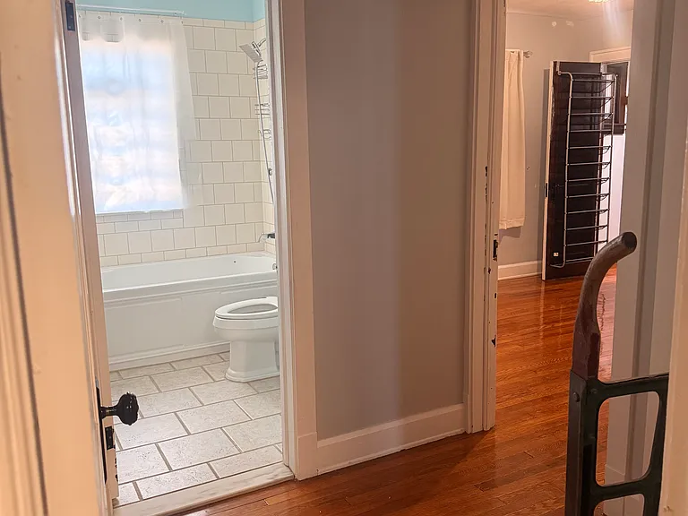 Hallway view from right side of kitchen