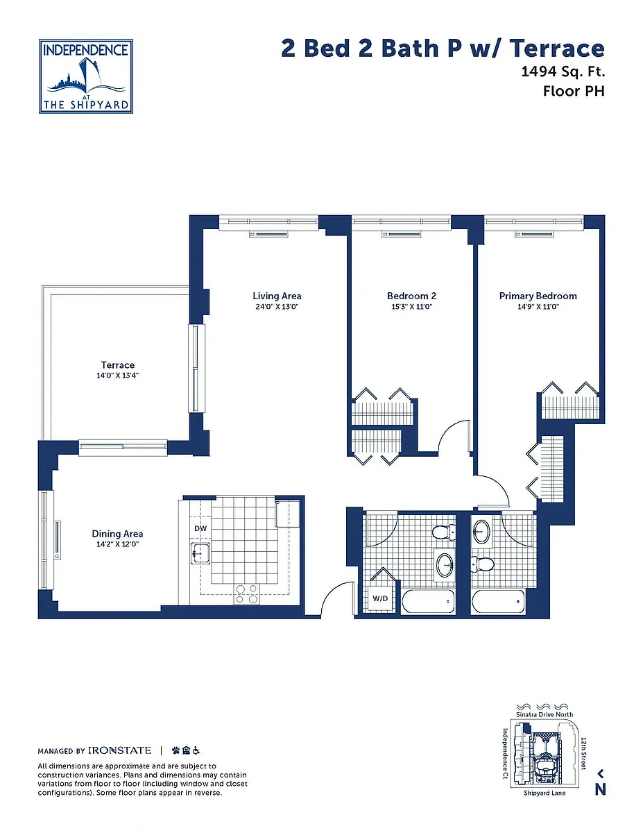 Floor plan 2 Bed 2 Bath P With Terrace
