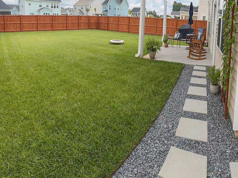 Backyard with 6x12 covered patio.