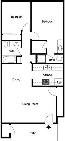 Floor plan 2 Bedroom 2 Bath