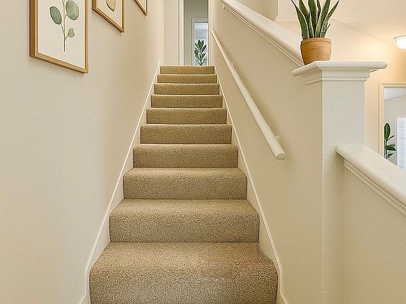 Clean, classic lines lead you upstairs to your private retreat. Carpeted stairs and modern finishes keep things comfortable and cohesive.