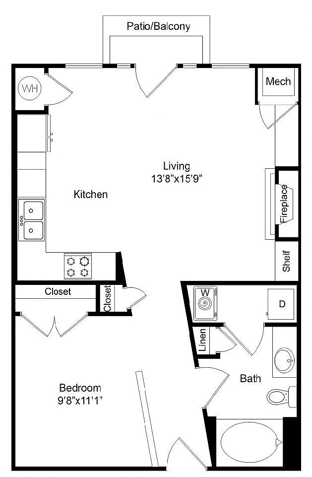Floor plan California One Bedroom