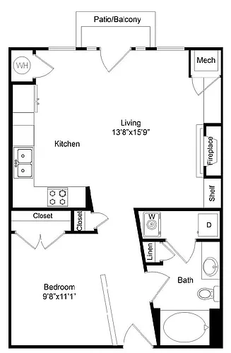 Floor plan California One Bedroom