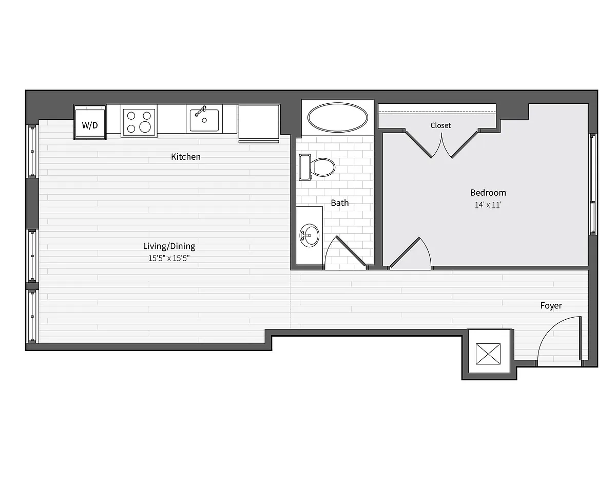 Floor plan 11f7 1BR/1BA