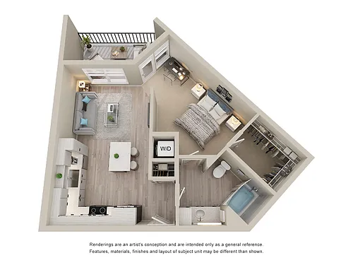 Floor plan 1BD, 1BTH A2