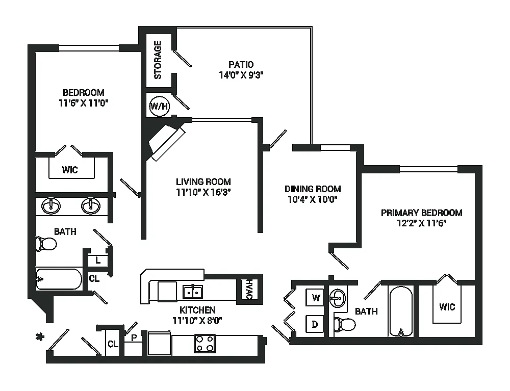 Floor plan Twelve Oaks w/ Patio