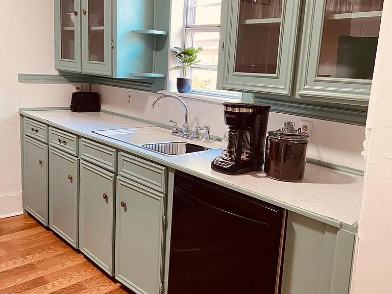 Clean and Cute Retro Kitchen with Coffee Station