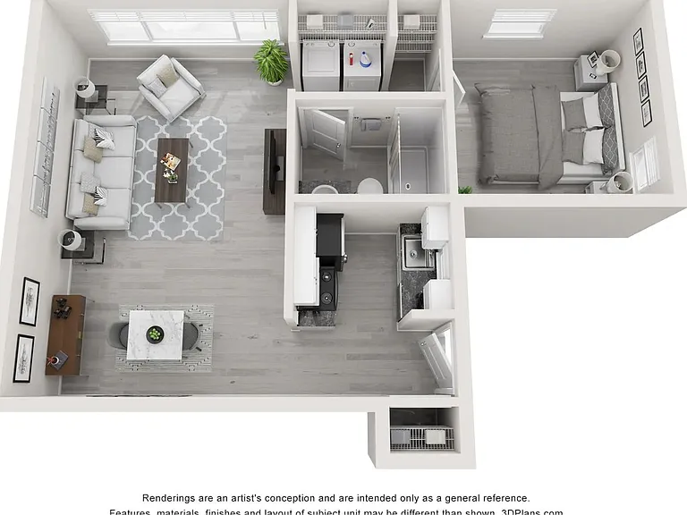A 3D floor plan rendering of The Ariana Suite.